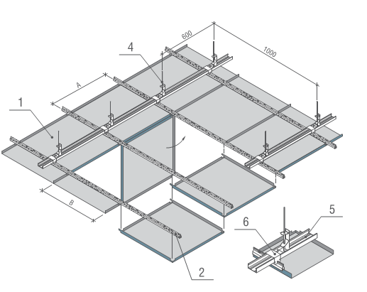Плитно ячеистых по каркасу. Кассетный потолок албес 1200*600. Монтаж кассетного потолка 30х30. Несущая с60 грильято. Монтаж грильято 75х75.